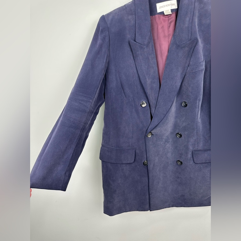 Jones New York Navy Silk Blazer Size 16W - Picture 2 of 11